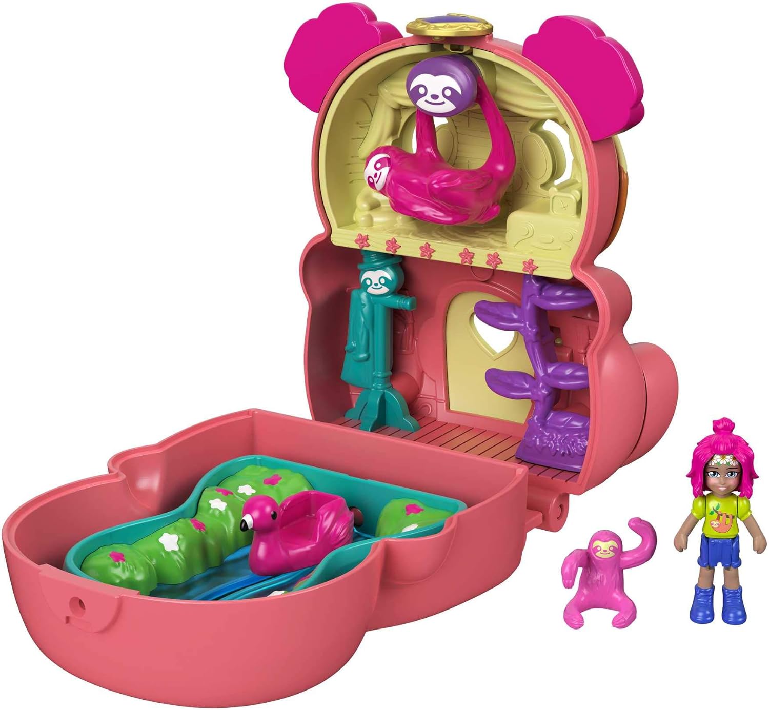 Polly Pocket Flip & Find Sloth Compact, White, standard size