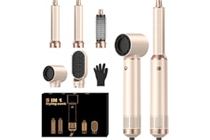 5 in 1 Hair Dryer Brush Set, Blow Dryer Brush with Air Style Wrap Hair Styler, Negative Ionic Magic Style Set, Detachable Air