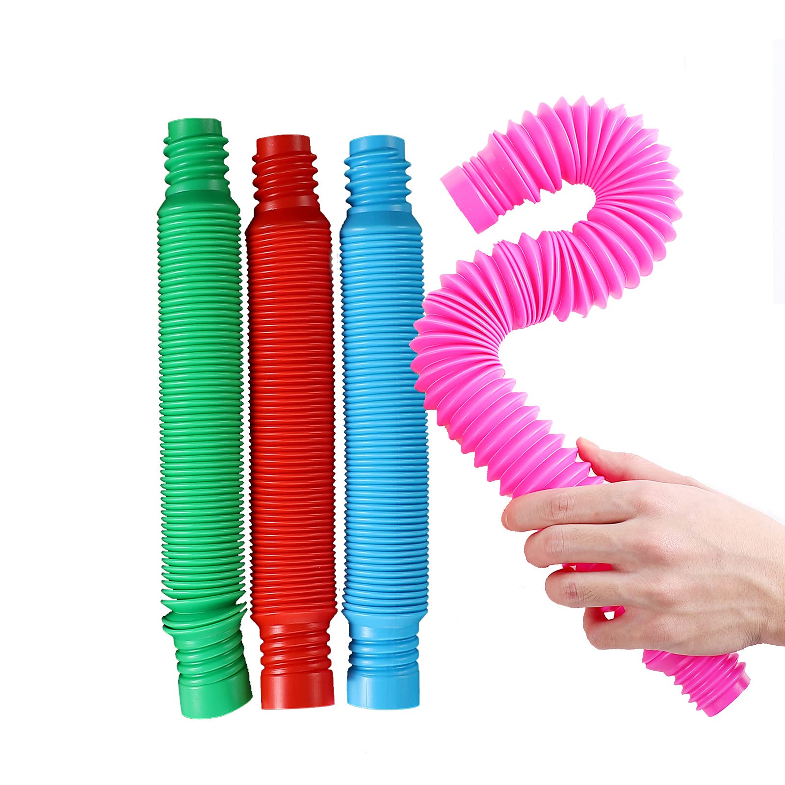 AUFIKR Fidget Pop Tube Toys for Kids and Adults,Pop Multi-Color Tubes Sensory Toy - 4 Pack