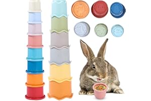 DAMPET Bunny Toys,14 pack Rabbit Toys Stacking Cups for Rabbits，Multi-color Reusable Rabbit Enrichment Toys, Safety Plastic Inlay Toys for Bunny, Rabbits, Hamster and other Small Animals Hiding Food and Play