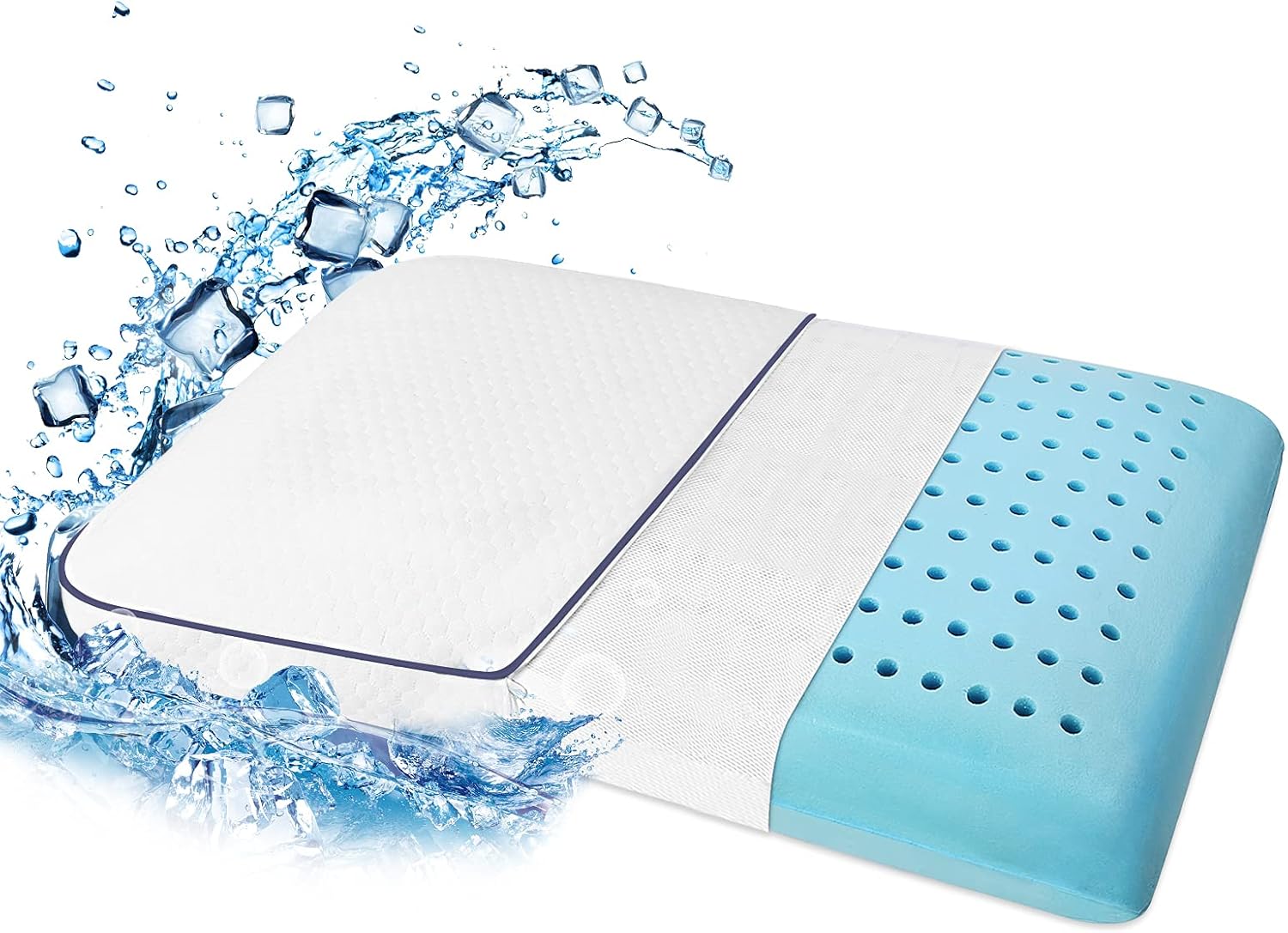 Memory Foam Pillow, Ventilated Pillow for for Side, Back and Stomach Sleep. Machine Washable Pillow Cover Standard Size Pillows for Sleeping: Kitchen & Dining