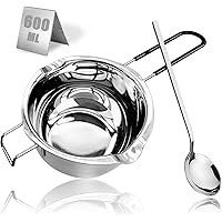 600ML 304 Stainless Steel Double Boiler Chocolate Melting Pot, Melting Pot with Large Serving Spoon for Butter Candy…