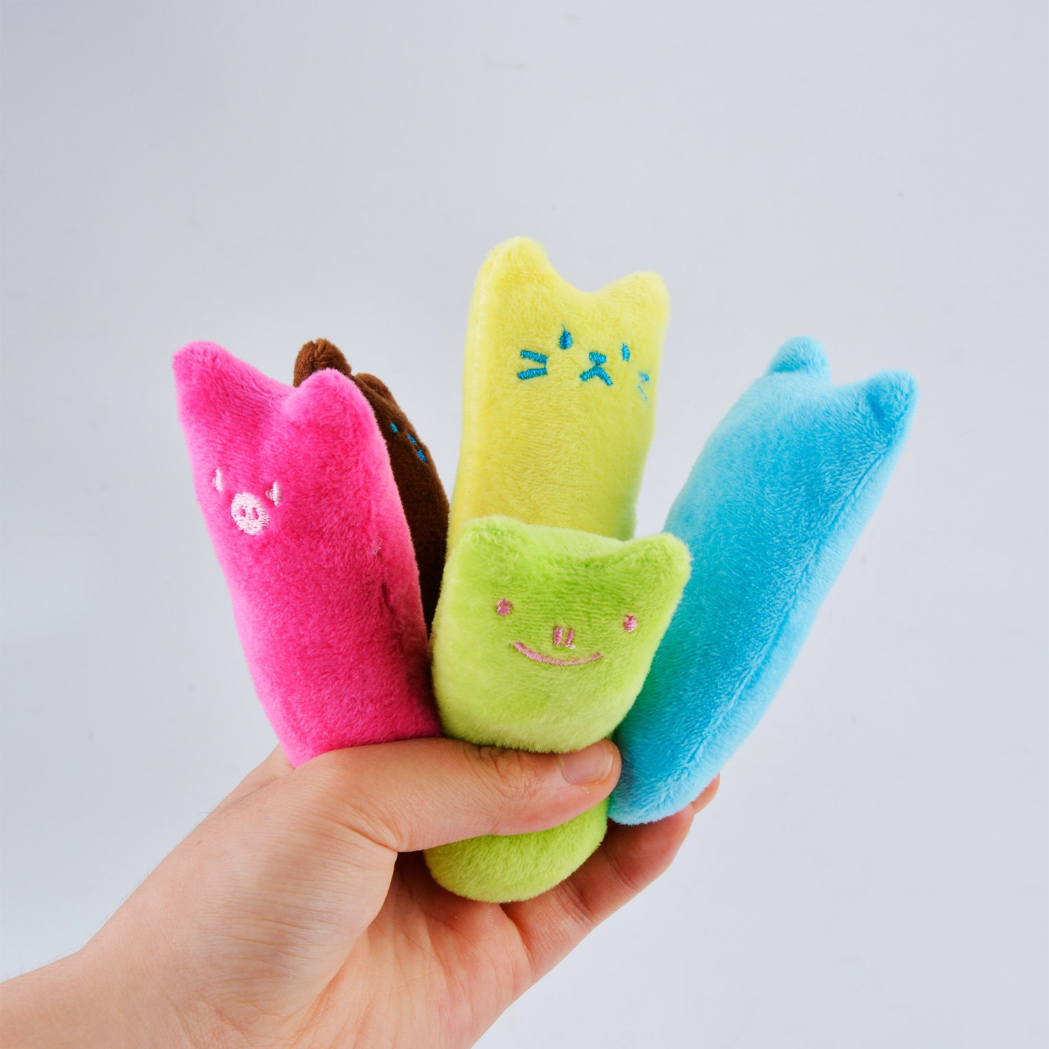 Legendog 5Pcs Catnip Filled Cartoon Expression Bite Resistant Cat Chew Toy (5Pcs Catnip Toys)