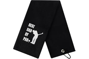 PLUJOYS Fathers Day Golf Gifts for Dad from Daughters Wife Son Kids,Funny Dad Gifts,First for New dad,Birthday Gifts for Dad Stepdad,Best Dad by Par Golf Towel-Black