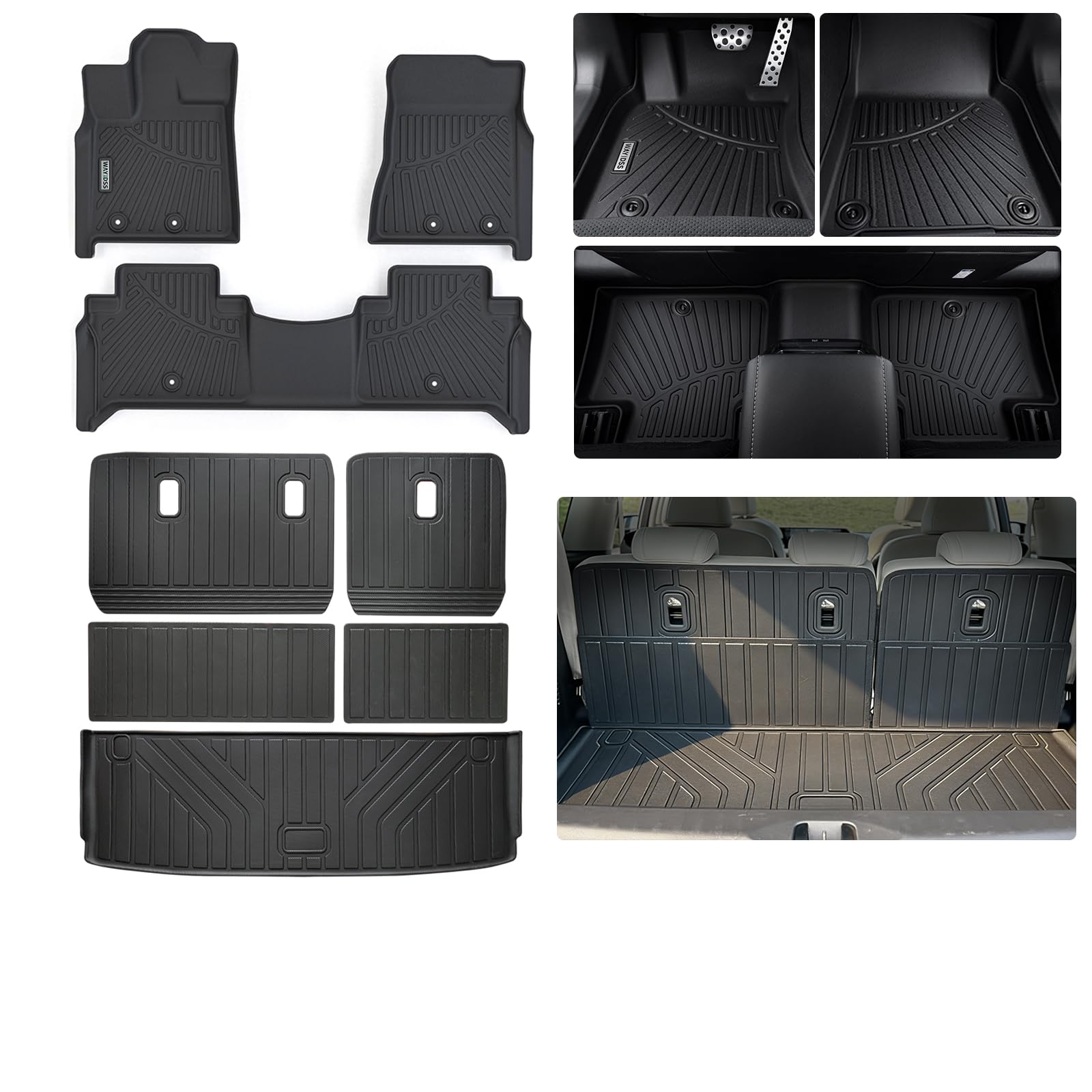 Photo 1 of WAYIDSS Floor Mats for 2025 2026 Nissan Armada & Infiniti QX80(Fit 7 and 8seat) with Trunk Mat 8PC TPE All-Weather Set - Custom Fit Non-Slip Floor+Cargo Liners Accessories