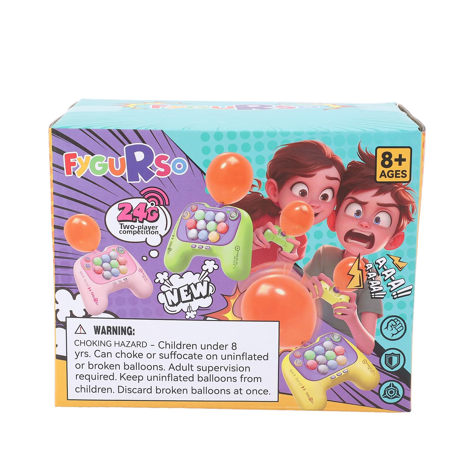 fygurso Handheld Speed Pushing Game Machine with Balloons 2-Player Fidget Game Light Up Quick Push Games Fast Push Puzzle Games Console for 8 9 10 11 12+ Years Old Kids Adults-Pink+Yellow
