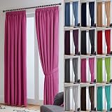 John Aird Blackout Curtains Pencil Pleat with Tie Backs Fuchsia 2 Panels 90x54