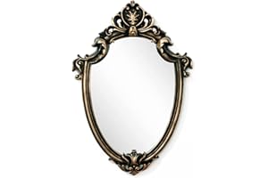 Eaoundm 16.5 x 11.5inch vintage mirror antique mirror decorative wall mirror Shield Shape (vintage gold)