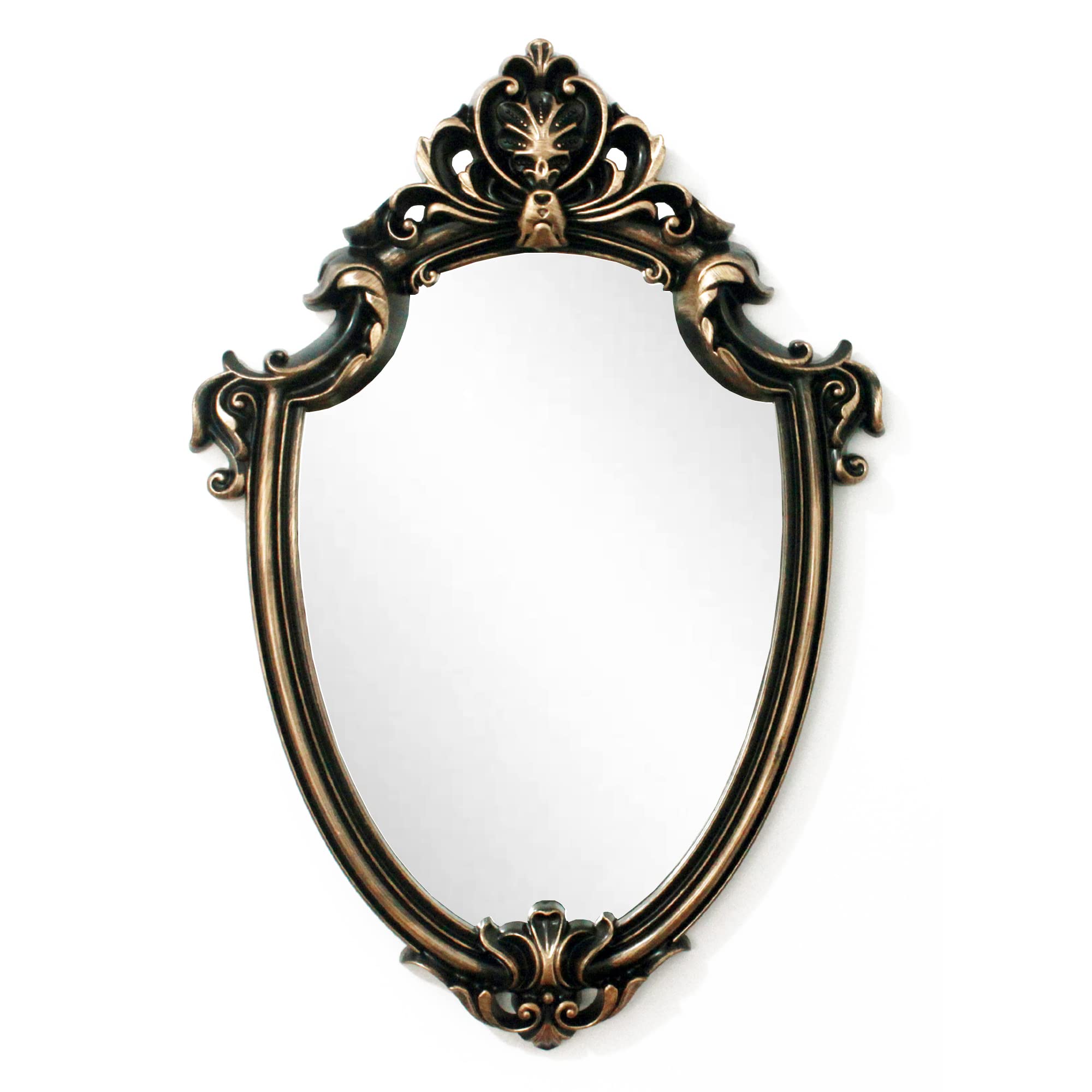 Photo 1 of Eaoundm 16.5 x 11.5inch Vintage Mirror Antique Mirror Decorative Wall Mirror Shield Shape (Vintage Gold)
