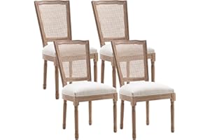 Virabit French Dining Chairs Set of 4, Louis Dining Chairs with Square Backrest and Exquisitely Carved Solid Wood Frame for Living Room, Kitchen, Restaurant