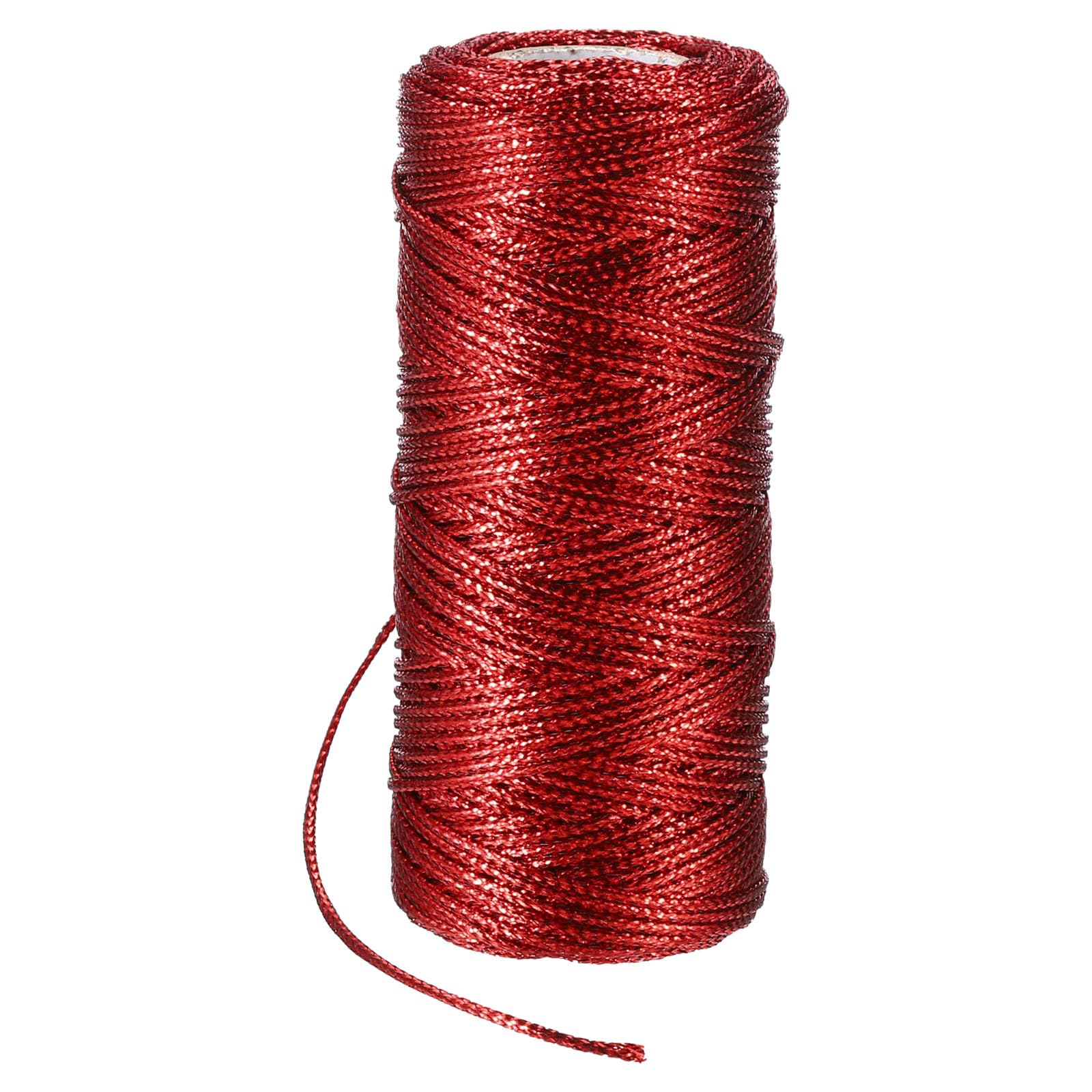PATIKIL 110 Yards Decorative Metallic Bakers Twine, 1 Rolls Wrapping Twine String Rope DIY Tie Gift Packing Materials for Christmas Crafts Wedding Present,Red