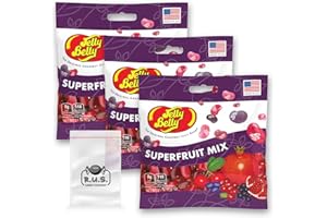 Jelly Belly Superfruit Jelly Beans- 3 Pack - 3.5 oz each, Fruity Jelly Beans Bundle - A Symphony of Real Fruit Juices in Every Bite! Perfect Candy Assortment for Flavorful Snacking the bundle comes with 1 R.U.S. Candy Company pocket size travel bag (Superfruit)