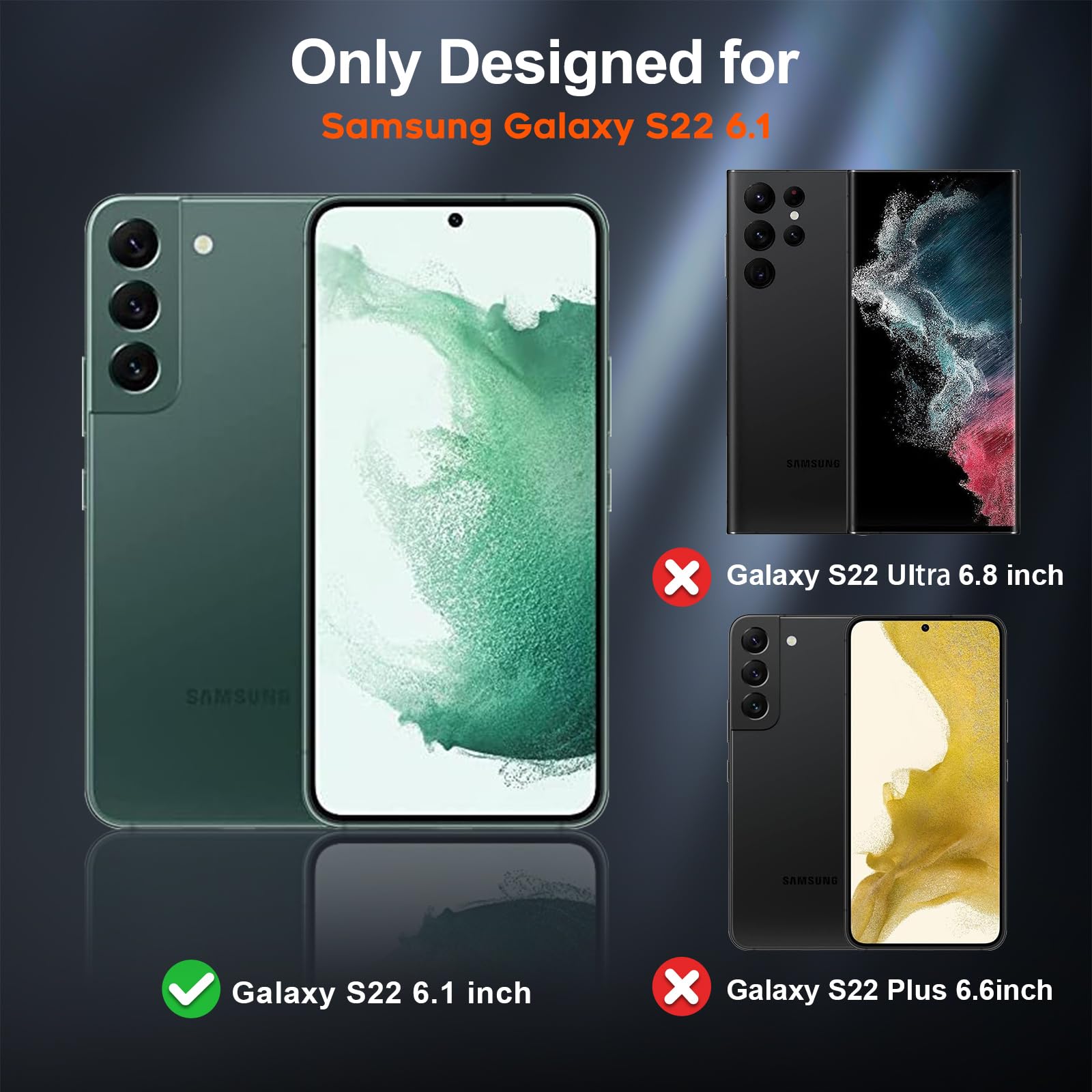 Designed for Samsung Galaxy S22 Case, [Military Drop Protection] [Dual Layer Structure Design] Heavy Duty Shockproof Non-Slip Phone Cover for Galaxy S22, Black