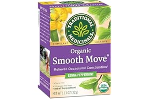 Traditional Medicinals Tea, Organic Smooth Move Peppermint, Relieves Occasional Constipation, Senna, 16 Count (Pack of 6)