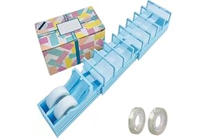 BRYASHA Tape Zoomie Dispenser, Double Roll Holder with Foldable Design, Multi-Roll Ribbon Cutter for Wrapping and Crafts (Blue)