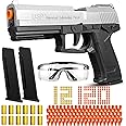 Toy Gun Automatic Reloading Rebound and Shell Ejecting Soft Foam Blaster with 3 Magazine and Goggles, Ideal for Shooting Games, Education Model Toy Pistol - Gift for Kids Boys Girls