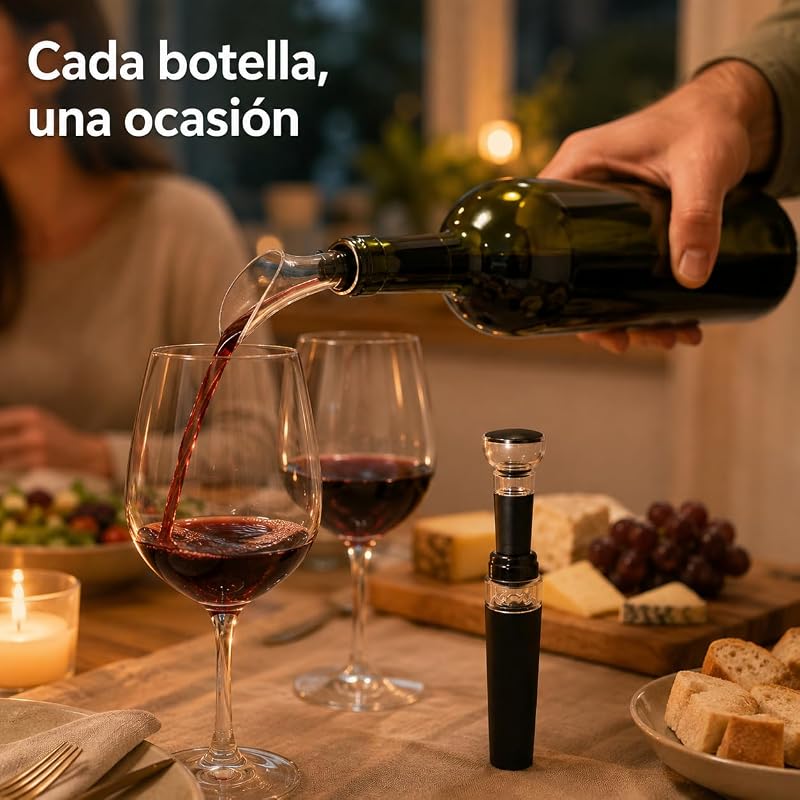 VYNOR - Set aeratore e tappo per sottovuoto, accessori per vino, kit regalo — foto 5 di 5