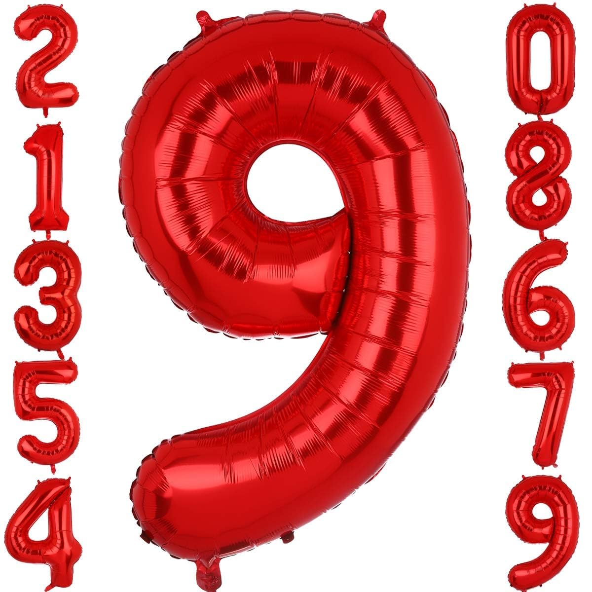 40 Inch Large Foil Number 9 Balloons Red Big Mylar Helium Balloon Birthdays Party Decorations Supplies