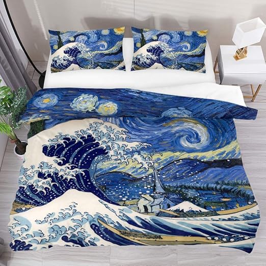 Amazon Com Fengye Duvet Cover Set The Great Wave Kanagawa Print