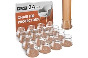 VIUME 24 Pcs Chair Leg Floor Protectors for Hardwood Floors Silicone Covers Felt Pads Furniture Leg Caps Anti-Scratch Reduce Noise Fit (1-5/16" to 2")