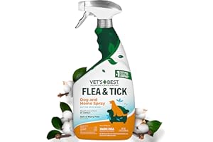 VET'S BEST Vet’s Best Flea & Tick Home Spray for Dogs – Plant-Based Flea and Tick Treatment with Cotton Spice Scent – Indoor Flea Spray for Dogs – Made in USA Flea Control for Home Use – 32 oz