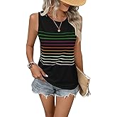 EyMuse Tank Tops for Women Summer Striped Sleeveless Tee Loose Casual Crewneck Shirts 2026 Fashion Beach Vacation Clothes