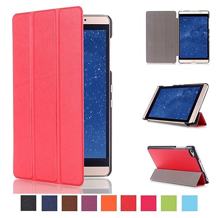 Kepuch Custer Huawei Mediapad M2 8.0 Hülle - Shell Schutzhülle PU Tasche Smart Case Cover für Huawei Mediapad M2 8.0 - Rot