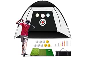 OYN 10x7ft Golf Net with Hitting Mat, Golf Balls, Tees, Carry Bag for Backyard, Garage & Outdoor Training