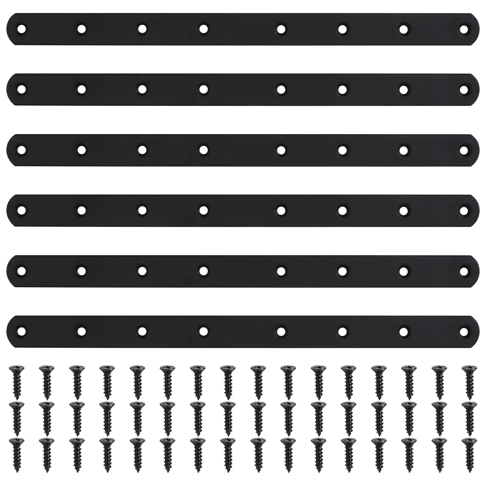 6 Pcs Flat Metal Brackets for Wood Mending Plates, Flat Straight Brace Brackets Sleeper Brackets, Flat Connecting Joining Plates Repair Plate Bracket Braces for Furniture Repair, 11.6x0.78x0.12