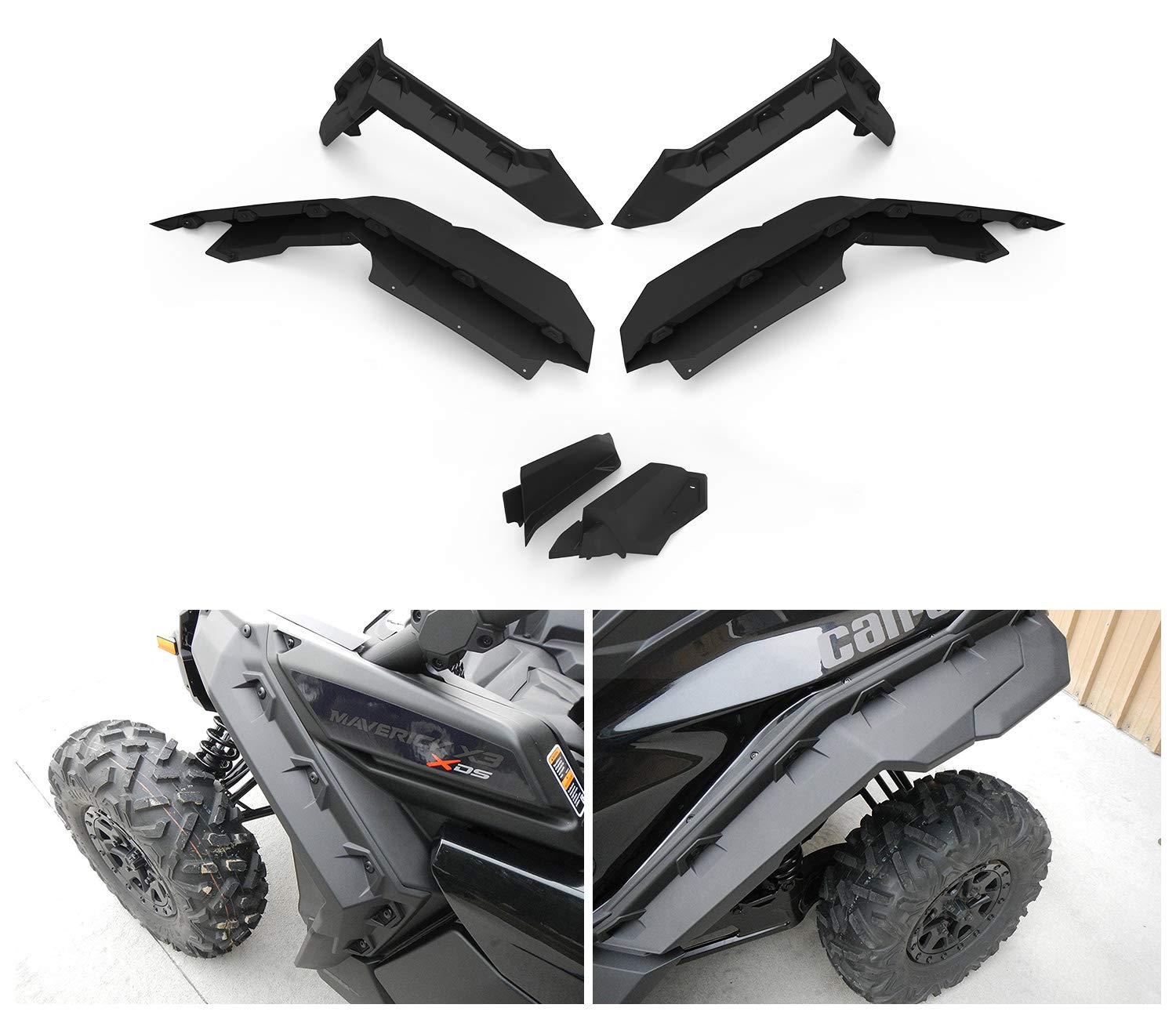 Photo 1 of Maverick X3 Fender Flare Extensions, A & UTV PRO Extended Mud Fender Flares Front & Rear for 2017-2024 2025 Can Am Maverick X3 & X3 Max RS Turbo R RR 2 & 4 Doors Accessories Replace # 715002973