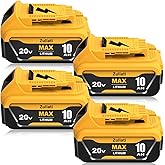 Zuliati DCB206 10.0Ah Replacement for Dewalt 20V Max Battery Compatible with Dewalt 20V Battery DCB206-2 DCB203 DCB201 DCB204 DCD985B DCD771C2 DCS355D1 Power Tools(Yellow-10.0Ah)
