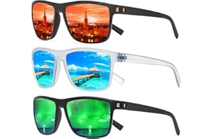 TURBOPEP Square Polarized Sunglasses for Men and Women Lightweight Frame Sun Glasses with UV Protection