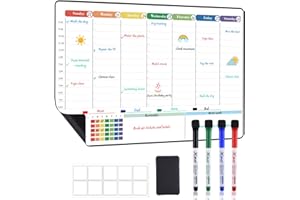 POPRUN Dry Erase Board Magnetic Weekly Calendar Whiteboard for Fridge, 16.5"x11"Schedule Board for Kids, Weekly Planner Whiteboard with Hourly Time Slots Perfect as Planner Board for School and Family