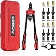 AOBEN 14" Rivet Nut Tool, Professional Hand Rivet Nut Setter Kit Labor-Saving and Compact Design Including 6 Interchangeable Mandrels 90pcs Rivnuts and 2 Mandrel Lock Pins