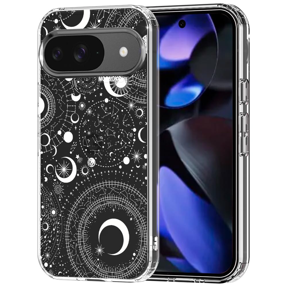 MOSNOVO Case for Google Pixel 9 & Pixel 9 Pro, [Buffertech 6.6ft Military-Grade Drop Protection] [Anti Peel Off Tech] Clear TPU Bumper Phone Case Cover Design - Constellation