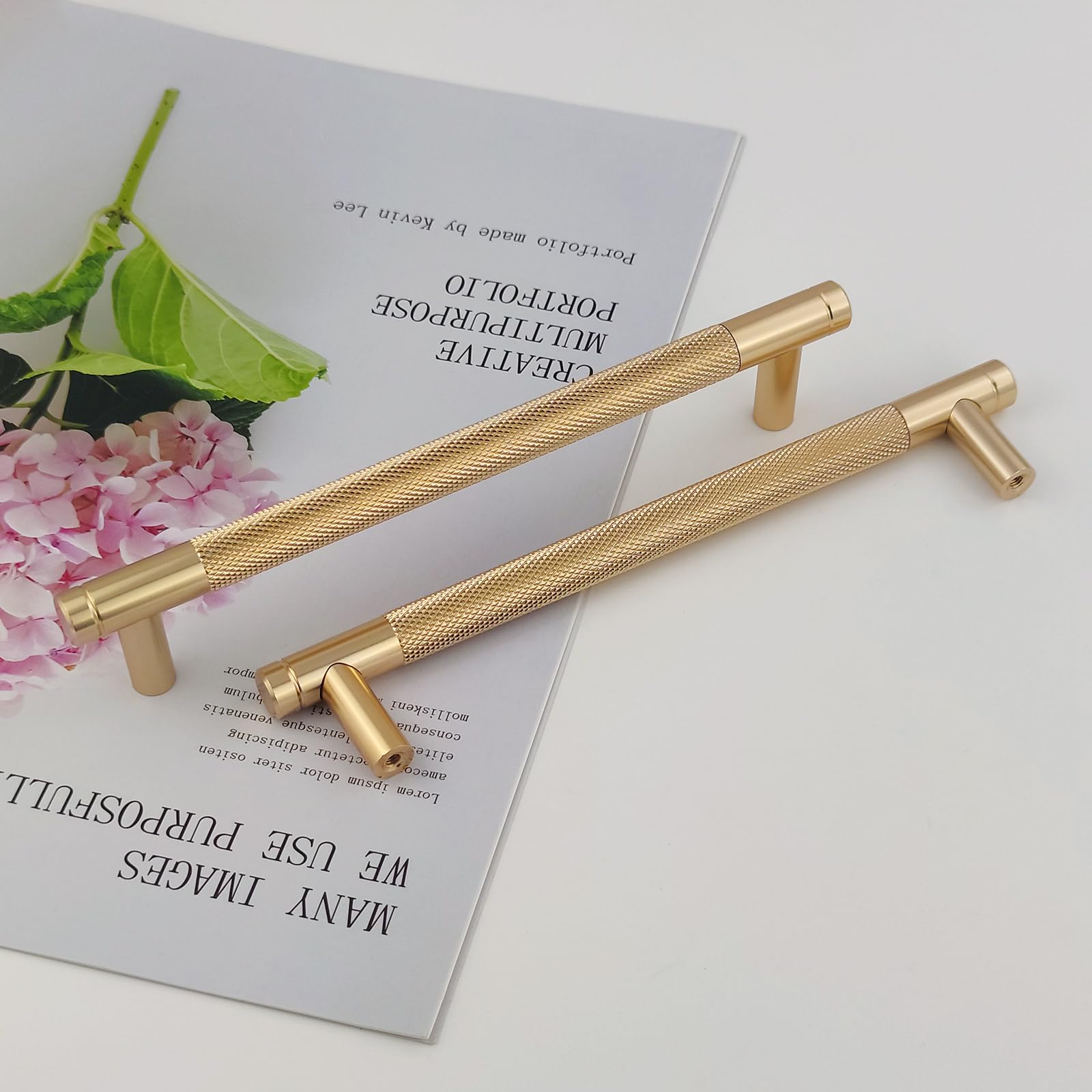 Pexintek 10 Pack Gold Modern Cabinet Handles 160mm Hole Centers Kitchen Bathroom Bedrooms Study Furniture Door Vintage Pulls with Screws for Cupboards Drawer Wardrobe Dresser (Gold)