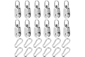 SEHOI 12 PCS M15 Single Pulley Block, 304 Stainless Steel Single Pulley Roller, Swivel Pulley Block, Wire Rope Pulley for Hanging and Lifting