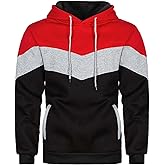 Keasmto Mens Hoodies Pullover Sweatshirt Color Block Fleece Long Sleeve Patchwork Casual Hoodie with Pockets