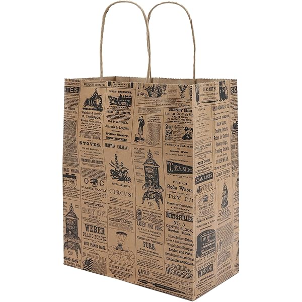 Amazon.com: 100 6x9 Newspaper print Paper Kraft Bags,Vintage style