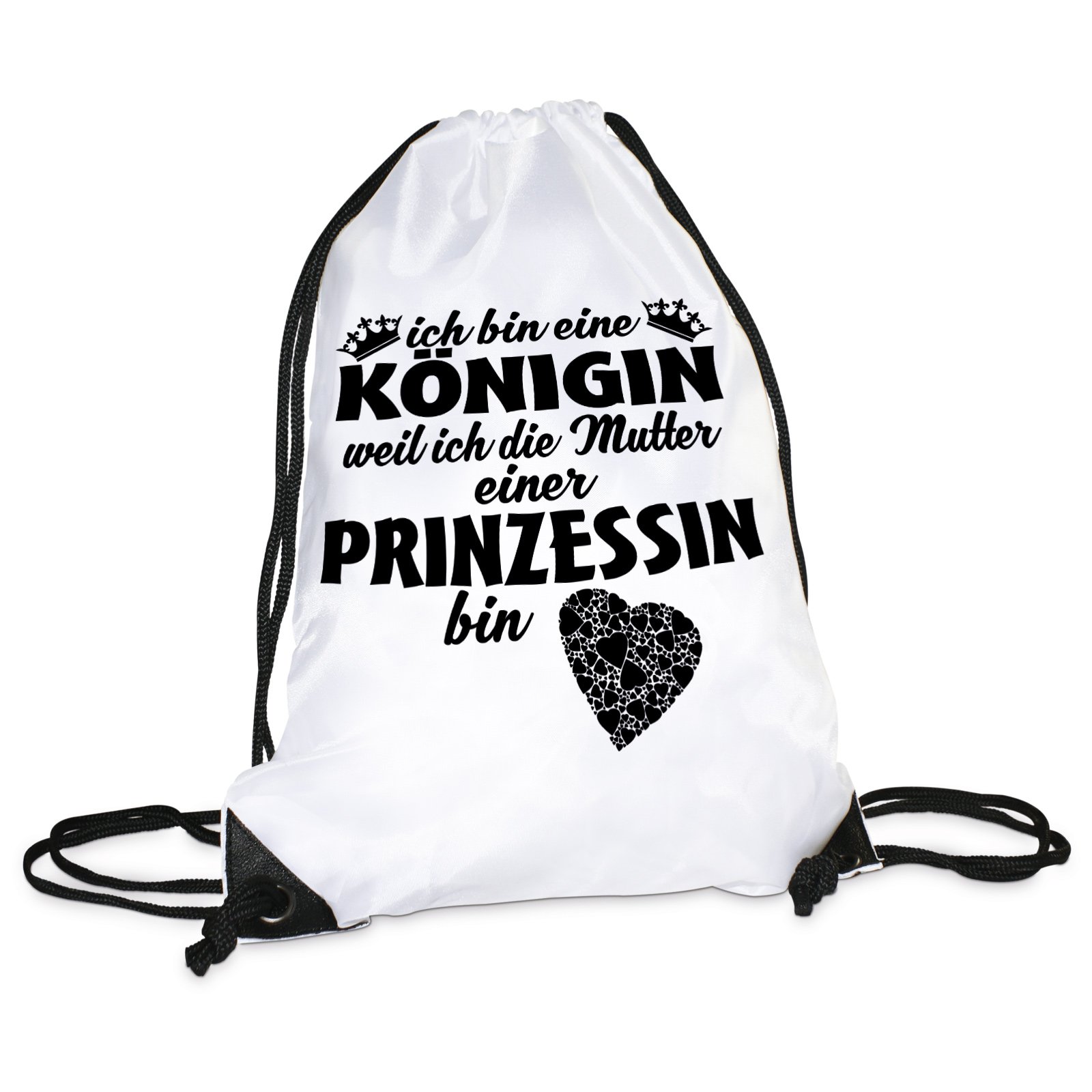 Lieblingsmensch Turnbeutel Modell: Mutter einer Prinzessin Drawstring Bag, 45 cm, White (Weiß)