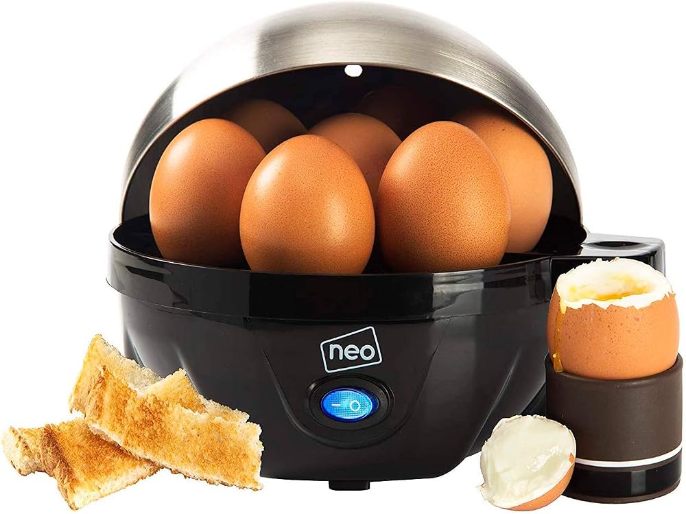 Neo 3 in 1 Electric Egg Cooker Boiled Poached Omelette Maker Black Silver