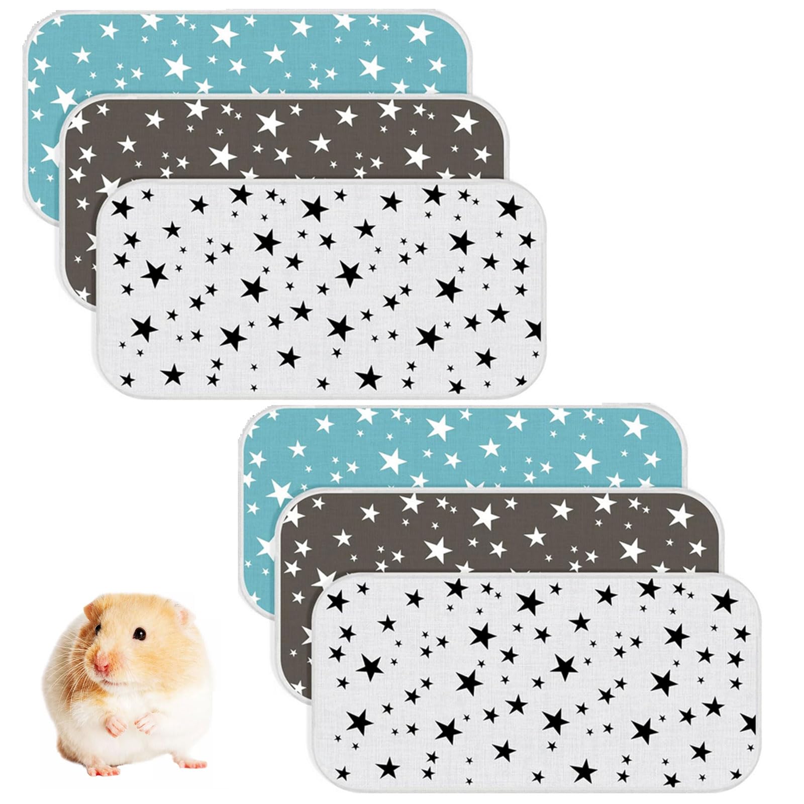rflaueo 6pcs Guinea Pig Cage Liners Guinea Pig Bedding Reusable Fast Absorbent Waterproof Puppy Pee Pads for Small Animals Pet Cat Hamster Rabbit Liners(U160-6)