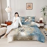 Castle Fairy Geometric Abstract Comforter Set Queen Size Vintage Brown Navy Blue Grey Bedding Set 3pcs Dandelion Butterfly Quilt Set Women Men Adult Room Decor Graffiti Art Duvet Insert,2 Pillowcases