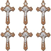 Weyuley 10pcs Handmade Wooden Catholic Crucifix Pendants Religious Jewelry Charms for DIY Rosary Necklace Easter Craft Church Prayer Accessories