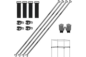 YIBOBO Heavy-Duty Grow Tent Mounting Bars, Durable Side Support Pole with Non-Slip Hook and Loop Straps for Indoor Grow Tents to Prevent Wall Suction (4 * 4’)