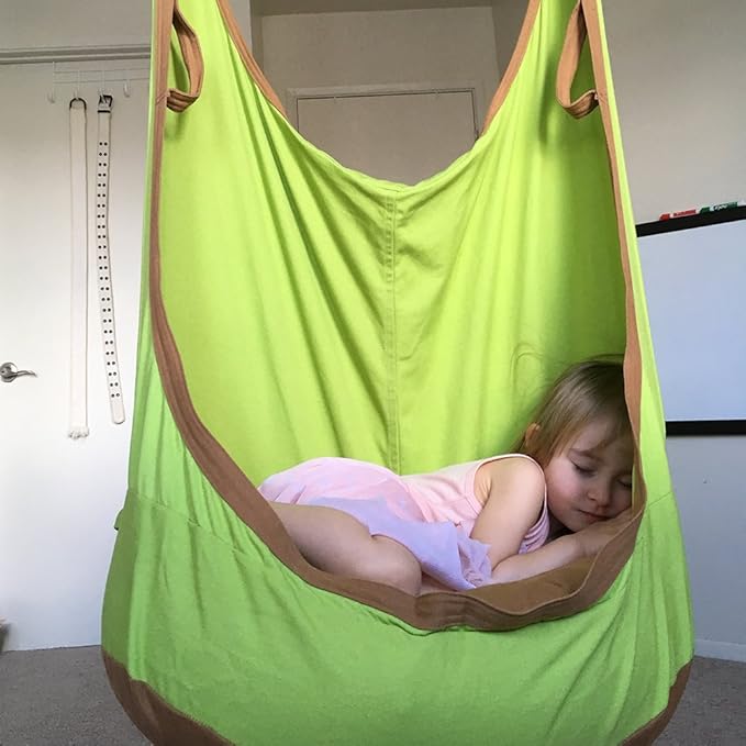 eggdel Frosch zum Aufhängen Pod Swing Sitz Innen- und Outdoor Hängematte für Kinder bis Erwachsene (Grün)