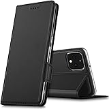 GEEMAI für Google Pixel 4 Hülle, handyhüllen Flip Hülle Wallet Stylish mit Standfunktion und Magnetisch PU Tasche Schutzhülle passt für Google Pixel 4 Smartphone, Schwarz