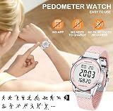 Hearkent Pedometer Watch for Women Pink 30M Waterproof Step Calorie LCD view 4