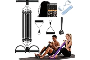 Pedal Resistance Band with Handle, Upgraded Multifunction Foot Pedal Resistance Band, 4-Tube Exercise Equipment for Home Use,