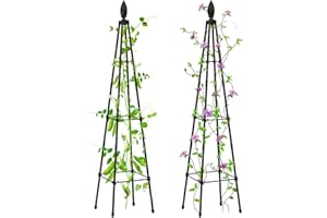 2 Packs Garden Trellis for Climbing Plants Outdoor, deaunbr Plant Support Tower Obelisk Trellis Garden Trellises for Vines, Flowers Stands, Indoor Potted Plants, Rose, Cucumber, Pea, Tomato, Clematis